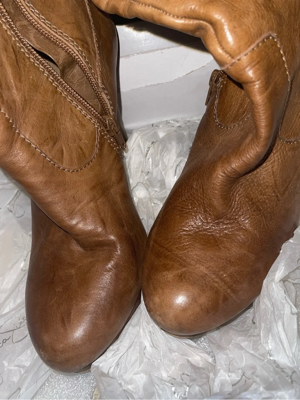Jessica Simpson Tan Leather Boots with Inner Logo
